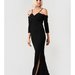 Rochie neagra de seara crapata pe picior (Medeea)